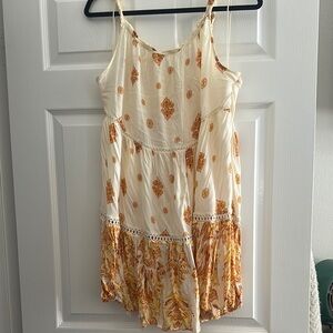 Free People Intimately cream and yellow/orange slip dress